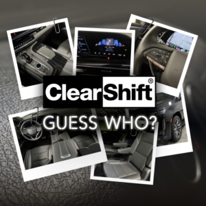 Collage of vehicle detail shots inviting viewers to guess the featured model from ClearShift inventory.